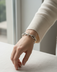 Hermes Bracelet Vintage Argent Chaine d'Ancre Grand Modèle Poids 77 g