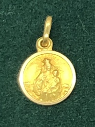 Médaille vierge Marie religieuse or jaune 18 carats pendentif Poids 0.43 g
