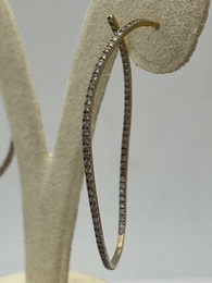 Boucles d'oreille Créoles Diamant et or jaune 18 ct Poids 3.48 g