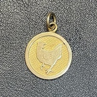 Médaille Pendentif Vintage rond coq or jaune 18 ct Poids 1.84 g