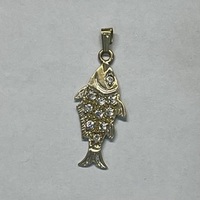 Médaille Pendentif Vintage Poisson or 14 ct Poids 1.37 g