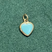 Médaille Pendentif Coeur email turquoise et or jaune 18 ct Poids 0.63 g