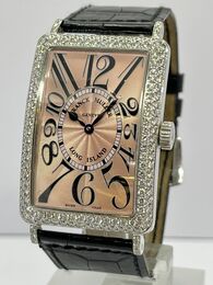 Franck Muller Long Island Or blanc diamants fond rose Circa 1995