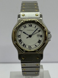 Cartier Octagon or et acier 30mm Circa 1990